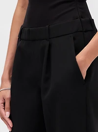 Strapless Drop-Waist Mixed Media Jumpsuit