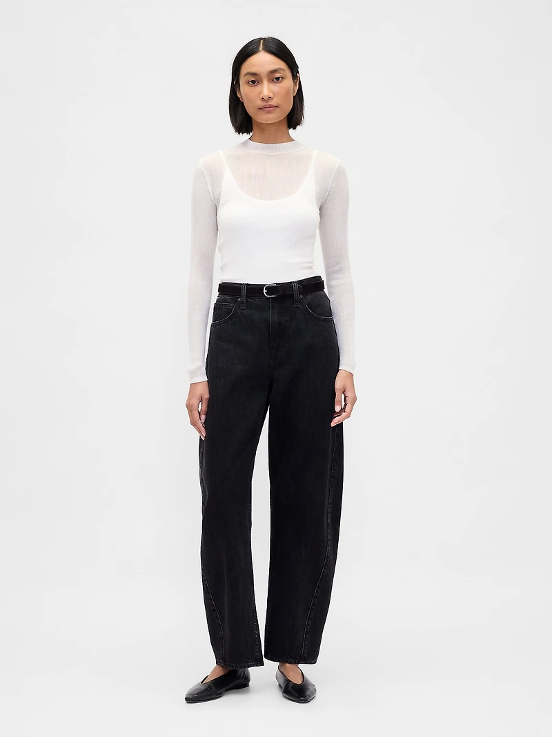 High-Neck Sheer Sweater