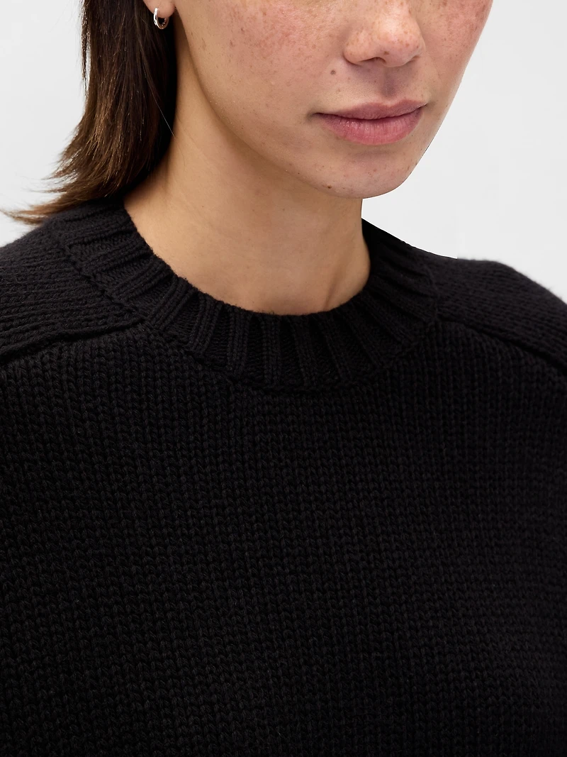 Cotton-Blend Relaxed Crewneck Sweater