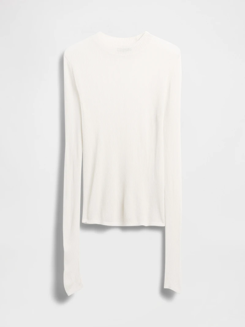 High-Neck Sheer Sweater