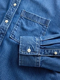 UltraSoft Denim Oversized Straight-Hem Crop Shirt