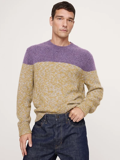 Alpaca-Wool Blend Color-Blocked Sweater