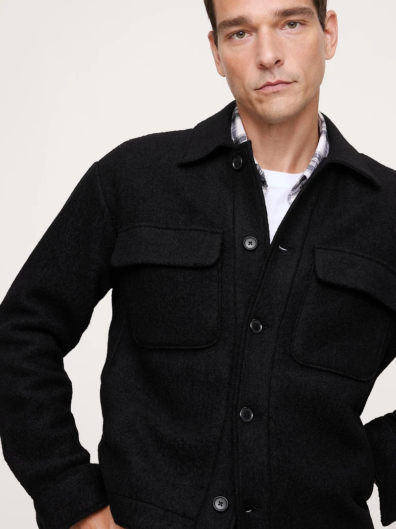Boiled Wool-Blend Shirt Jacket