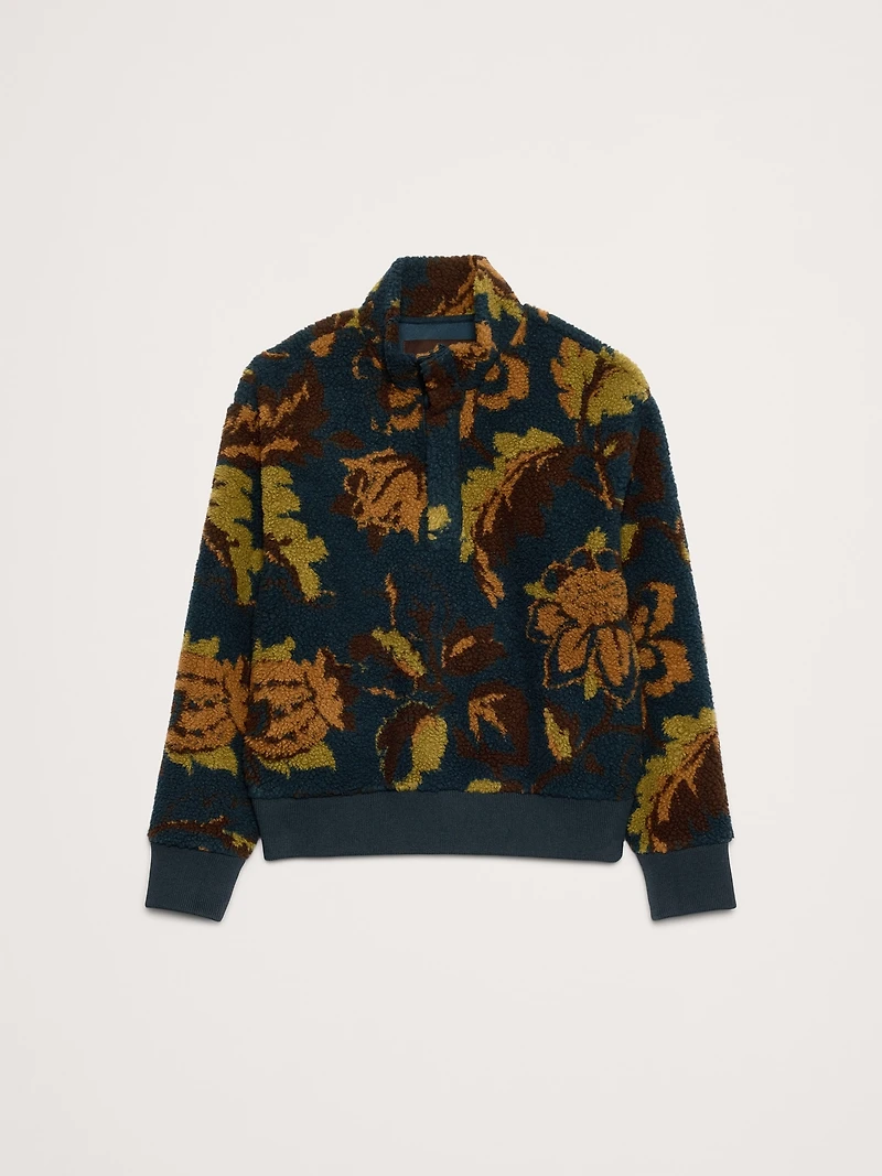 Print Sherpa Fleece Sweatshirt