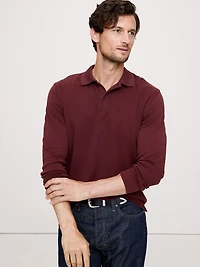 Luxury-Touch Long-Sleeve Polo
