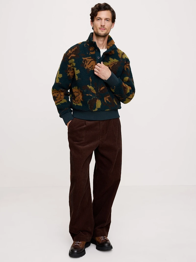 Print Sherpa Fleece Sweatshirt