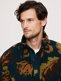 Print Sherpa Fleece Sweatshirt