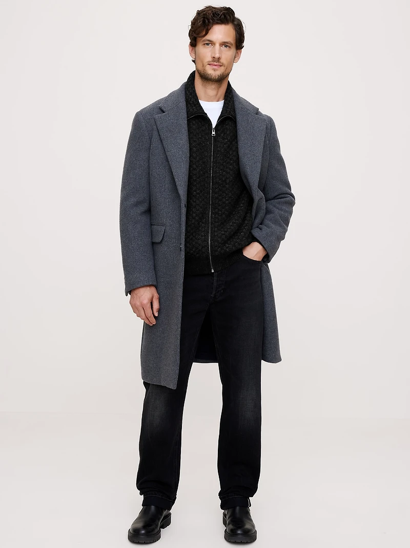 Checkered Alpaca-Wool Blend Sweater Jacket