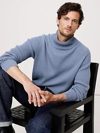 Cotton Thermal-Knit Turtleneck Sweater