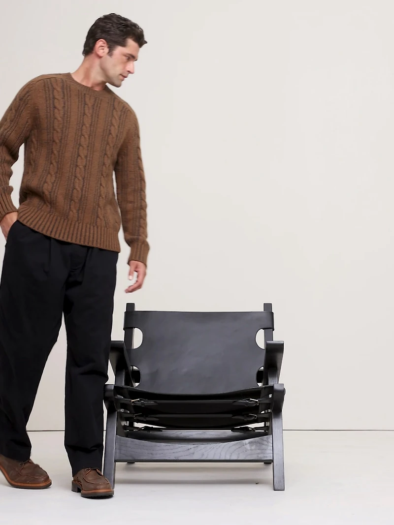 Italian Merino-Blend Cable-Knit Sweater