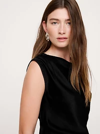 Hammered Satin Draped Top