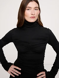 Jersey & Stretch-Satin Ruched Maxi Dress