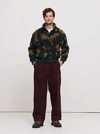 Print Sherpa Fleece Sweatshirt