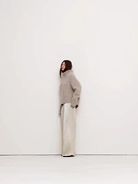 High-Rise Wide-Leg Hammered Satin Palazzo Pant