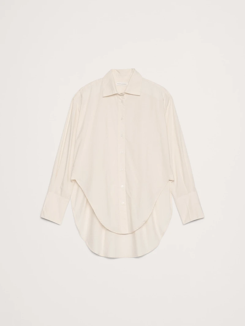 Cotton Poplin Curve-Hem Shirt