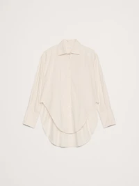 Cotton Poplin Curve-Hem Shirt