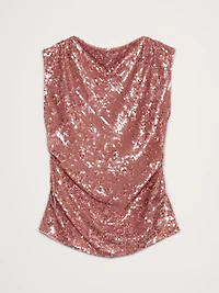 Bias-Cut Draped Sequin Top