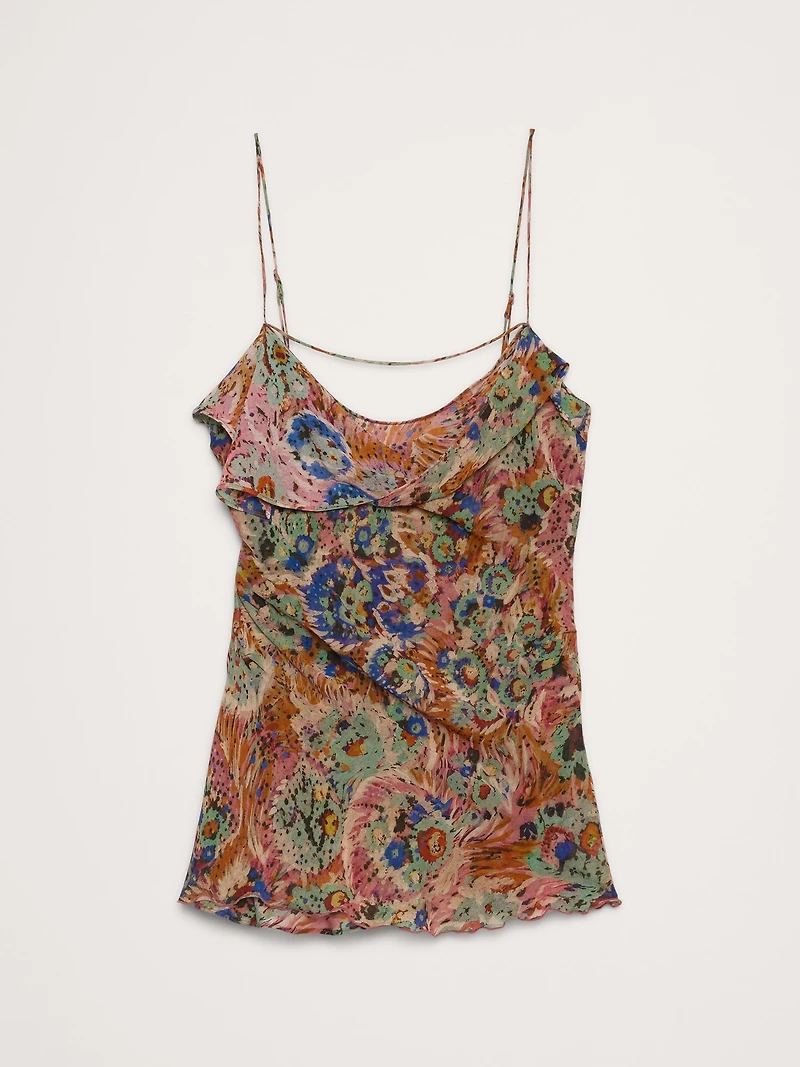 Georgette Cowl-Neck Tank