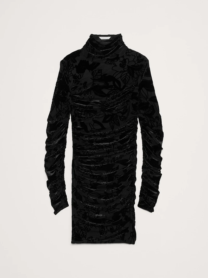 Burnout Velvet Ruched Mini Dress