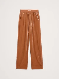 High-Rise Wide-Leg Velvet Pull-On Pant