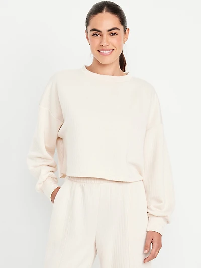 Bounce Fleece Quilted Crew-Neck Top