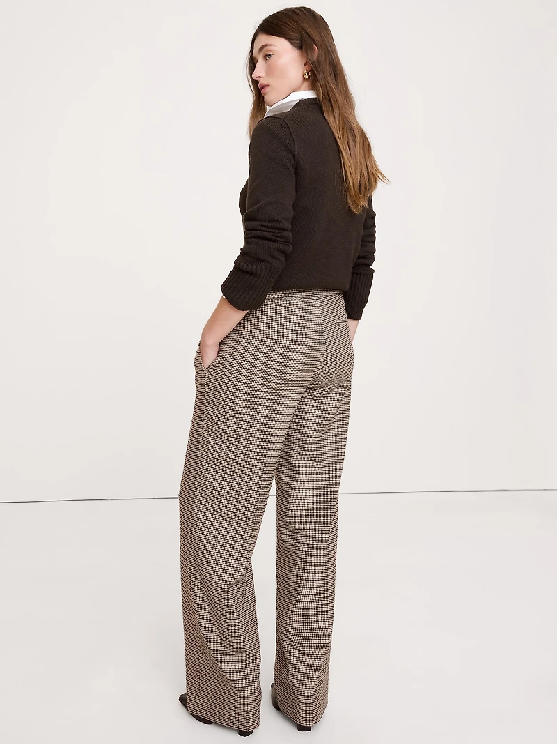 Wide-Leg Flannel Drawstring Pull-On Pant