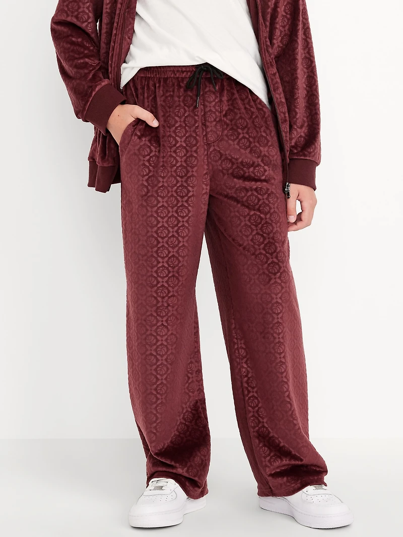 Baggy Embossed Velour Track Pants for Boys