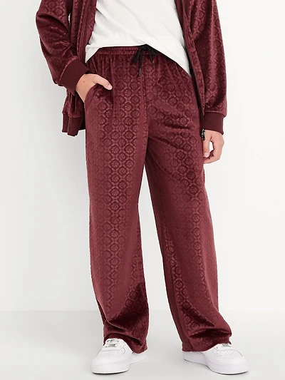 Baggy Embossed Velour Track Pants for Boys