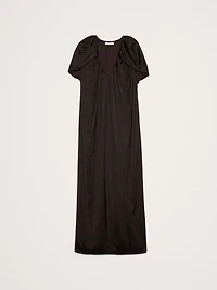 Stretch-Satin Cape Maxi Dress