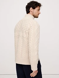 Merino-Cotton Cable-Knit Sweater