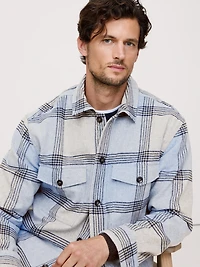 Relaxed-Fit Plaid Wool-Blend Overshirt