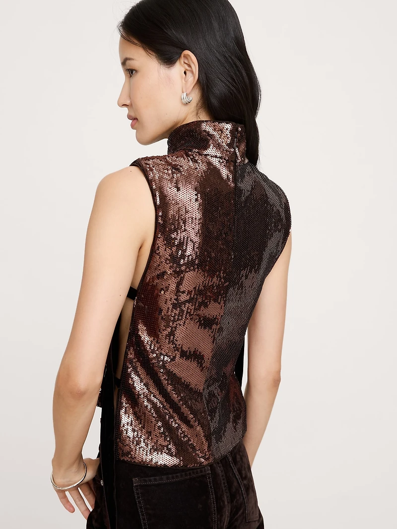 Sequin Open-Side Top