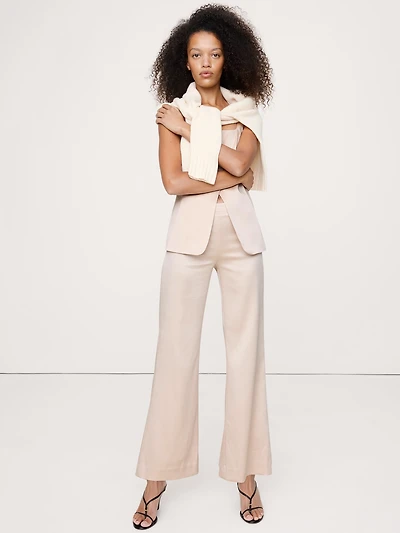 Mid-Rise Kick-Flare Satin Ankle Pant