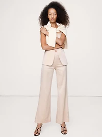 Mid-Rise Kick-Flare Satin Ankle Pant