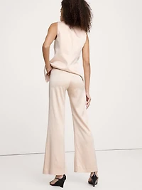 Mid-Rise Kick-Flare Satin Ankle Pant