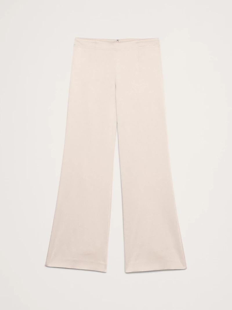 Mid-Rise Kick-Flare Satin Ankle Pant