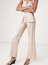 Mid-Rise Kick-Flare Satin Ankle Pant