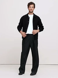 Bouclé Ribbed Polo Cardigan