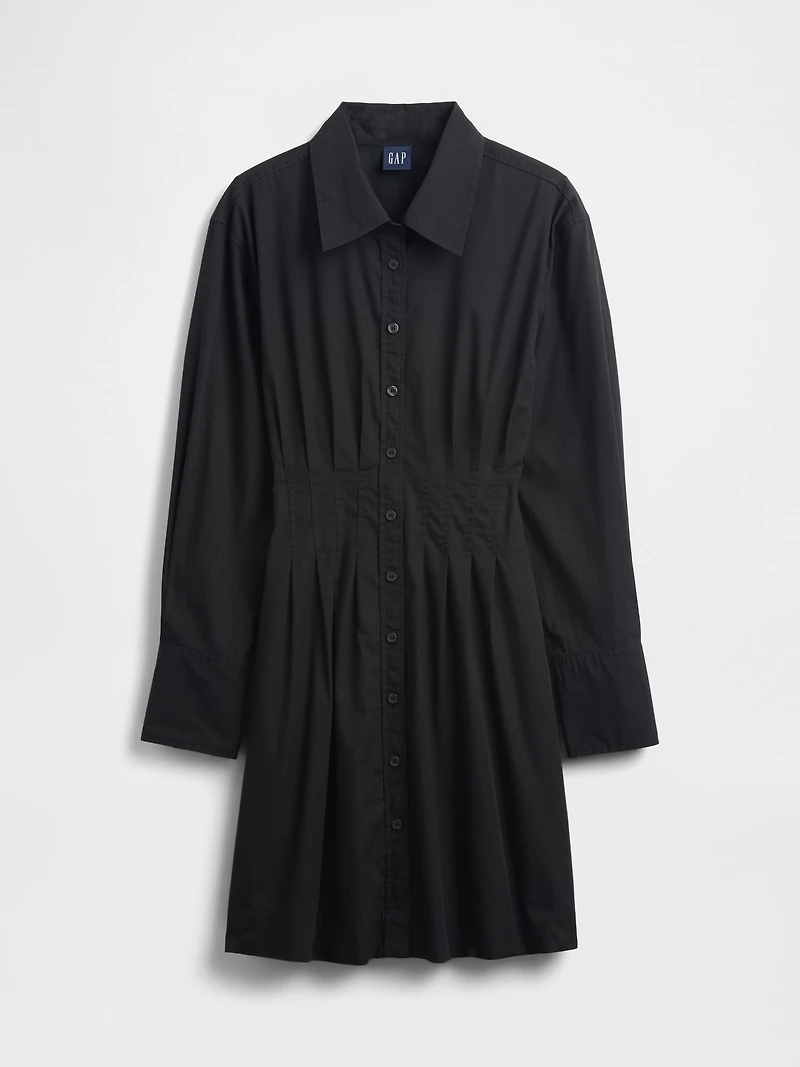 Pleated Mini Shirtdress