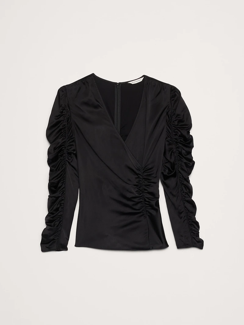 Stretch-Satin Ruched Top