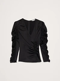 Stretch-Satin Ruched Top