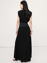 Stretch-Crepe Drop-Waist Maxi Dress