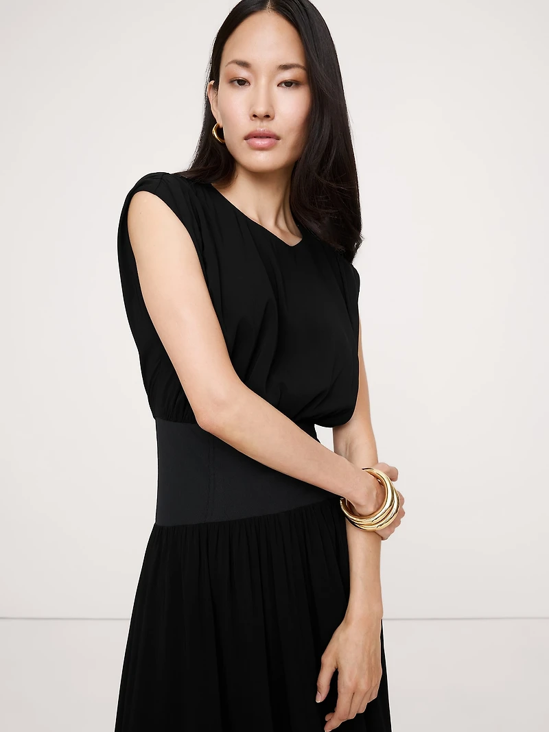 Stretch-Crepe Drop-Waist Maxi Dress