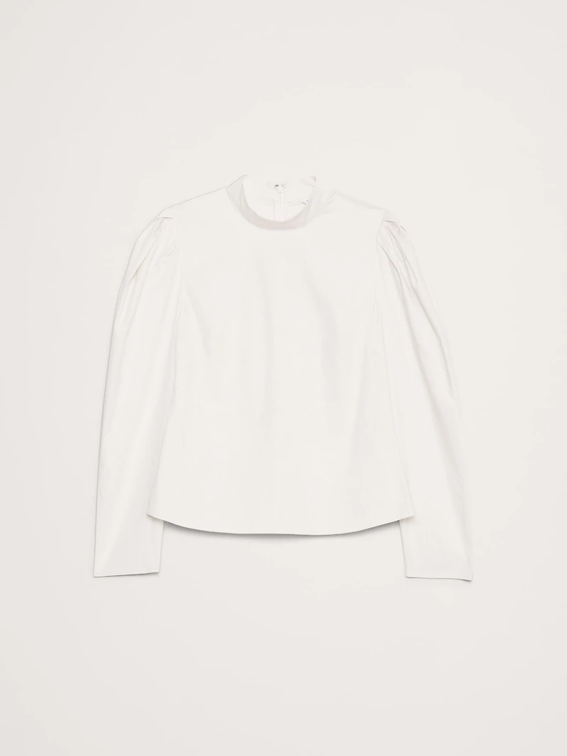 Stretch-Cotton Puff-Sleeve Top