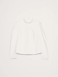 Stretch-Cotton Puff-Sleeve Top
