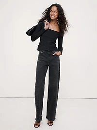 Sculpted-Stretch Square-Neck Top