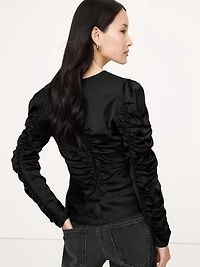 Stretch-Satin Ruched Top