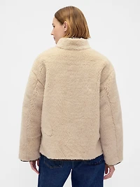 Recycled Sherpa & Vegan Leather-Trim Jacket