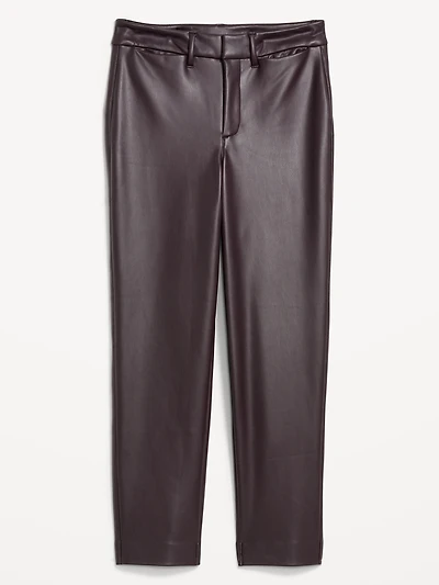 High-Waisted Faux-Leather Pixie Straight Pants