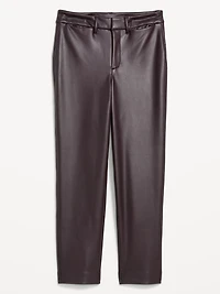 High-Waisted Faux-Leather Pixie Straight Pants
